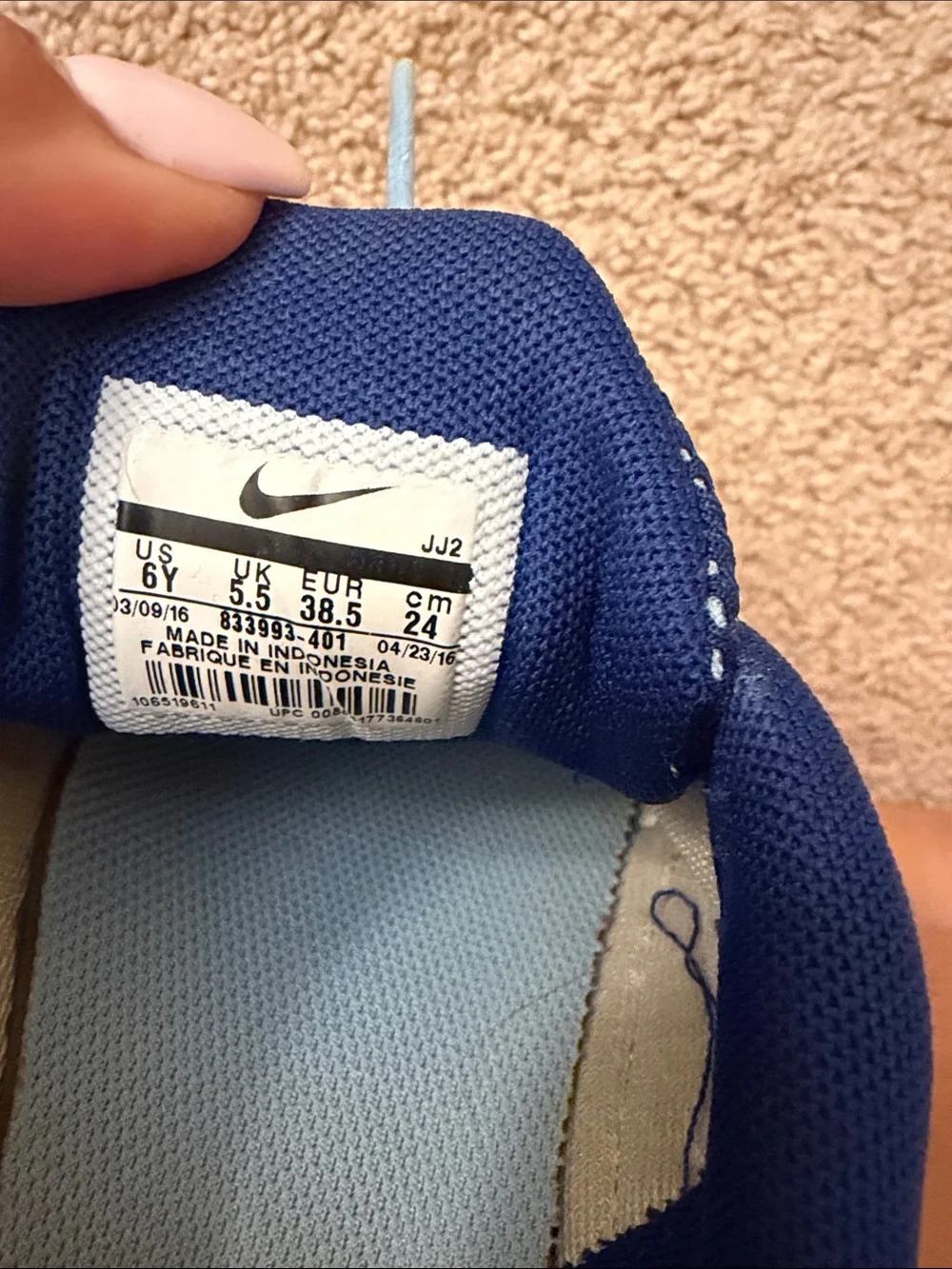 Nike Kids Light Blue and Navy Free Run Shoes